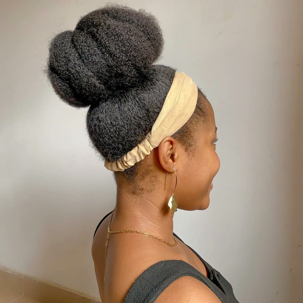 25 Natural Hairstyles Ideas to Embrace Your Authenticity in 2024 11 Natural Hair High Bun