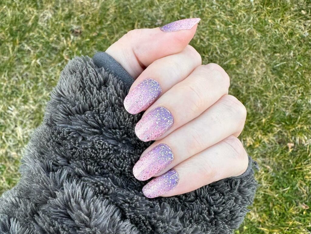 Embrace Glamour with 30 Ombre Nails With Glitter for 2024 30 Purple Glitter Gradient