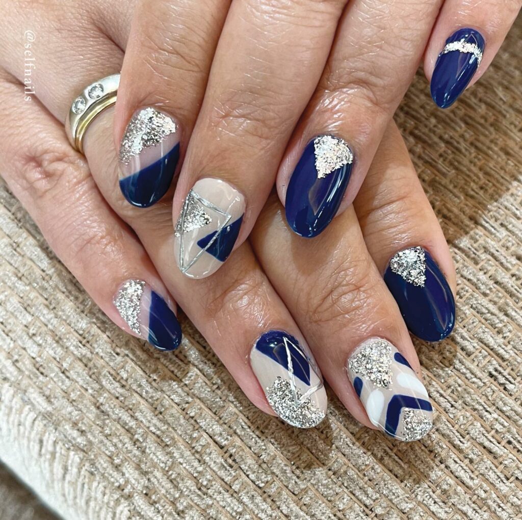 35 Latest Dark Blue Nail Designs To Try In 2024! 38 Silver And Dark Blue