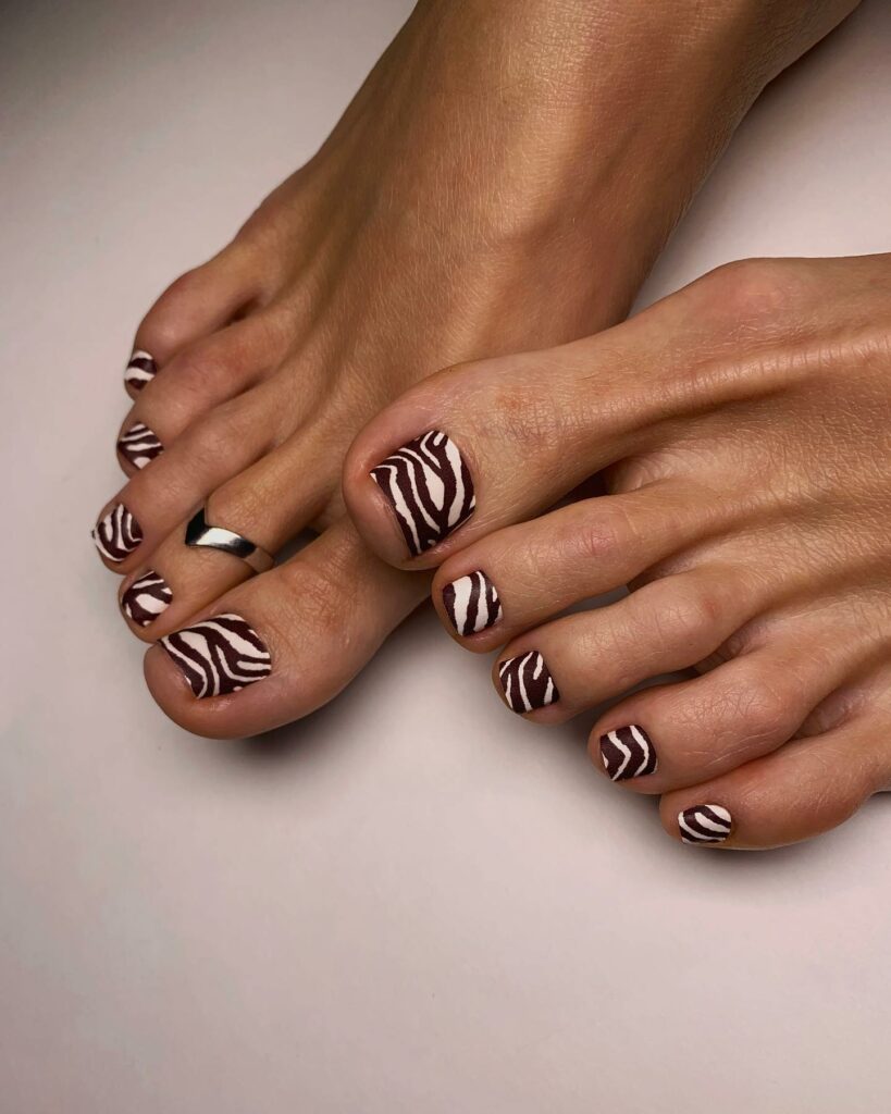 35 White Pedicure Ideas for a Chic Look in 2024 23 Bold Zebra Stripes