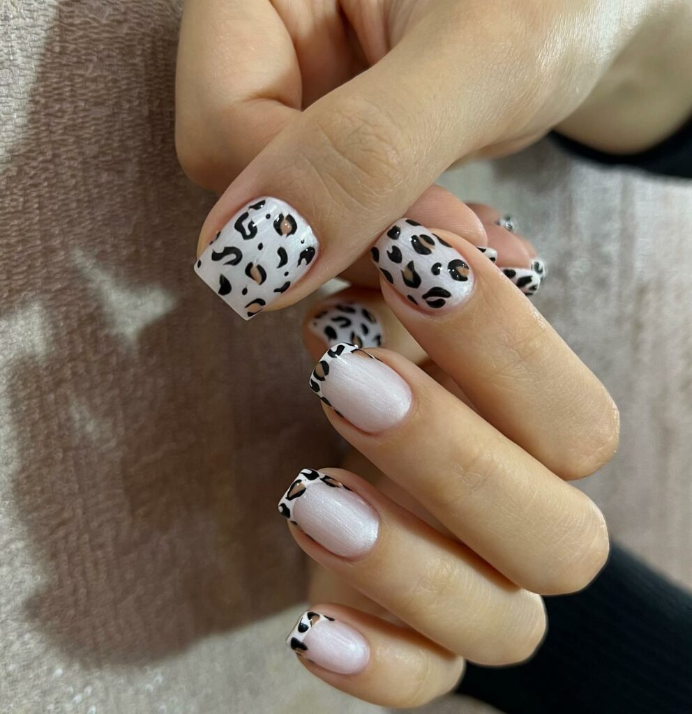 25 Latest Leopard Print Nail Ideas To Try In 2024! 22 Leopard Design On White Chrome Base Nails