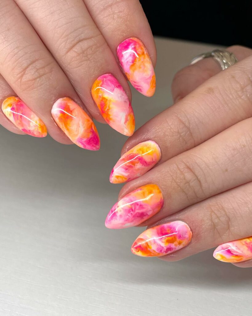 Feel Vibrant with 30 Pink And Orange Nail Designs in 2024 39 Pink And Orange Marble Nails