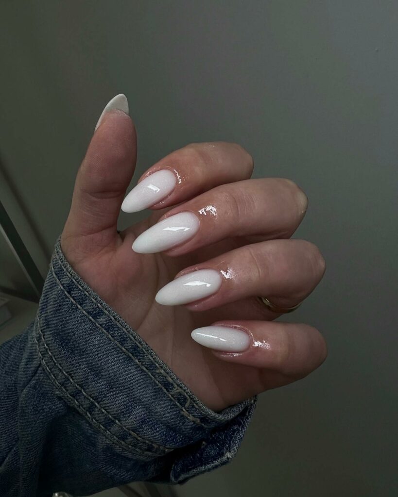 Admire 25 White Almond Nail Designs of 2024 23 Milky White Almond Nails