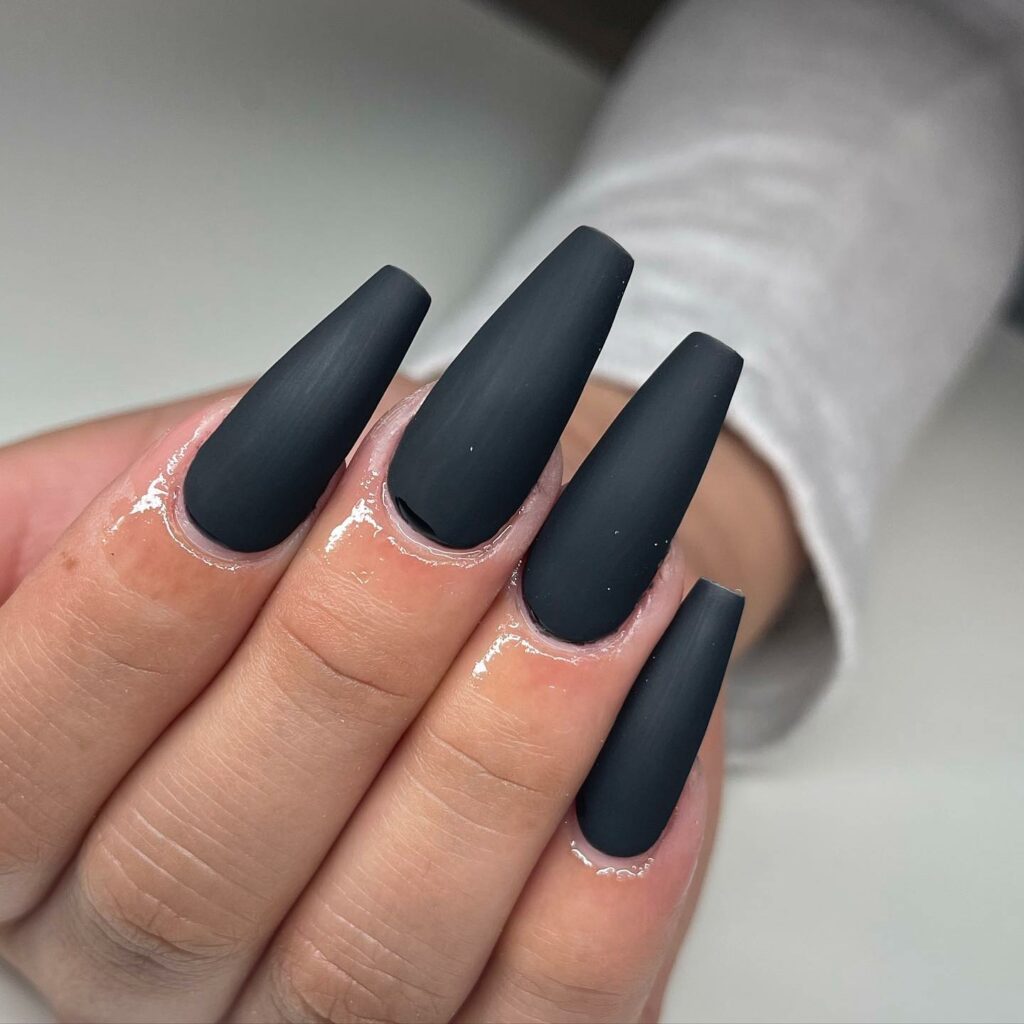 40 Latest Black Coffin Nail Designs To Try In 2024! 31 Matte Black Coffin Nails