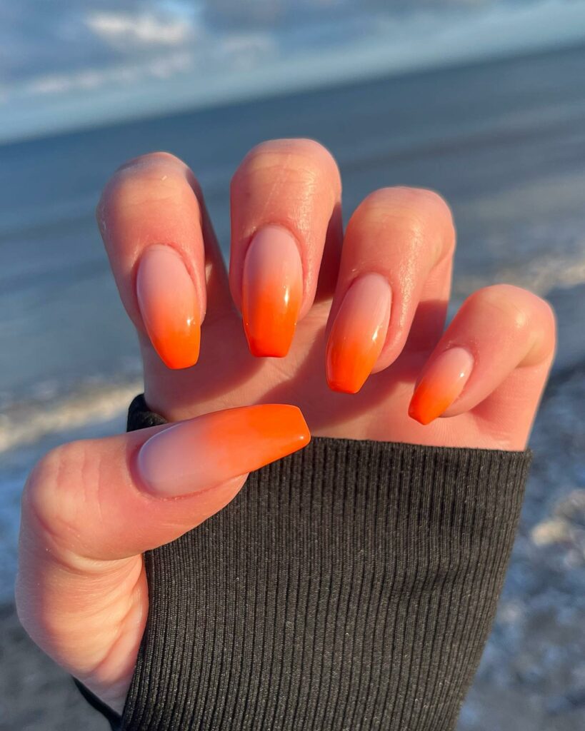 33 Latest Orange Acrylic Nail Ideas To Try in 2024! 16 Classic Orange Coffin Ombre French Nails