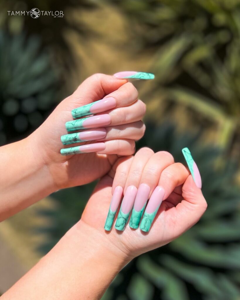 Dive into 60 Turquoise Nail Designs of 2024 47 Fancy French Turquoise Tips