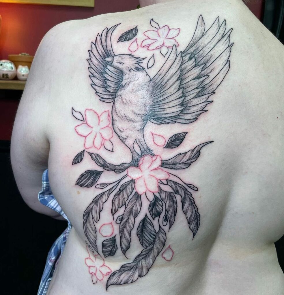 12+ Amazing PHOENIX TATTOO DESIGNS & Their MEANINGs - updated 2024 19 Phoenix Flower Tattoo