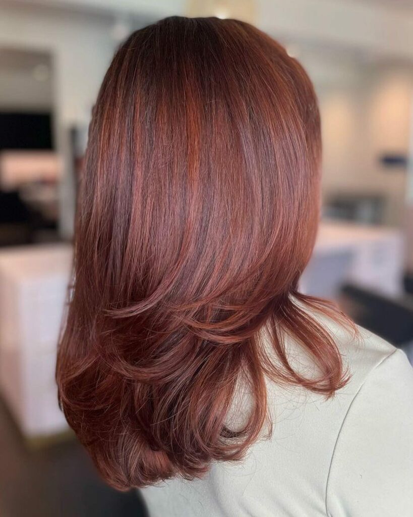 35 Dark Red Hair Ideas to Add Drama to Your Look in 2024 14 Auburn and Dark Red Balayage