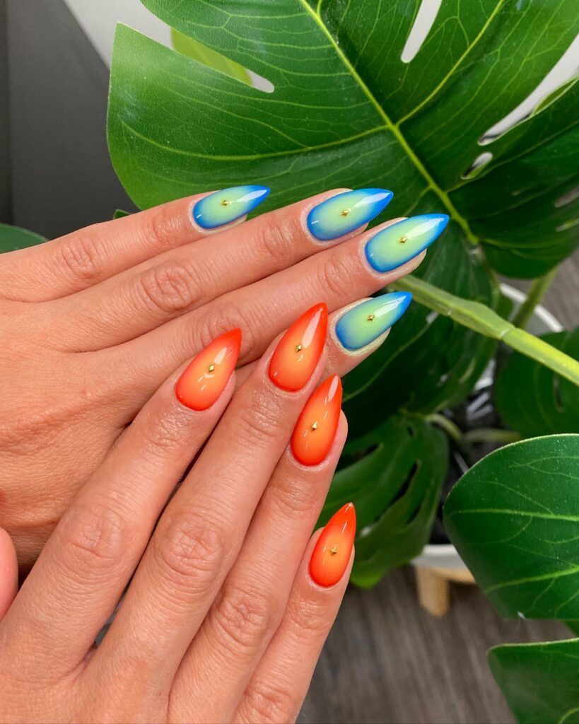 20 Latest Orange And Blue Nail Ideas To Try In 2024! 27 Blue And Orange Aura Nails