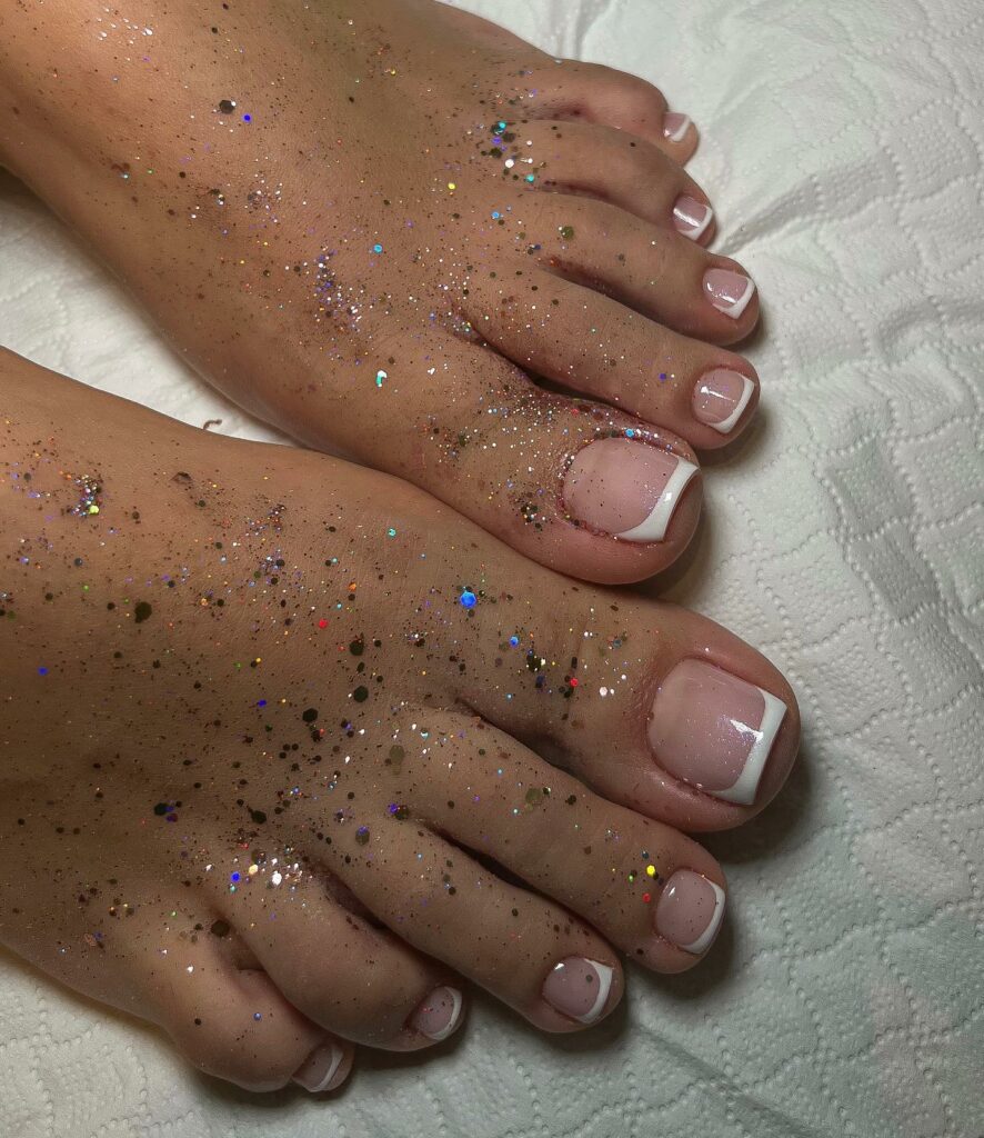 25 French Pedicure Ideas to Elevate Your Style in 2024 32 Glittery Fantasia