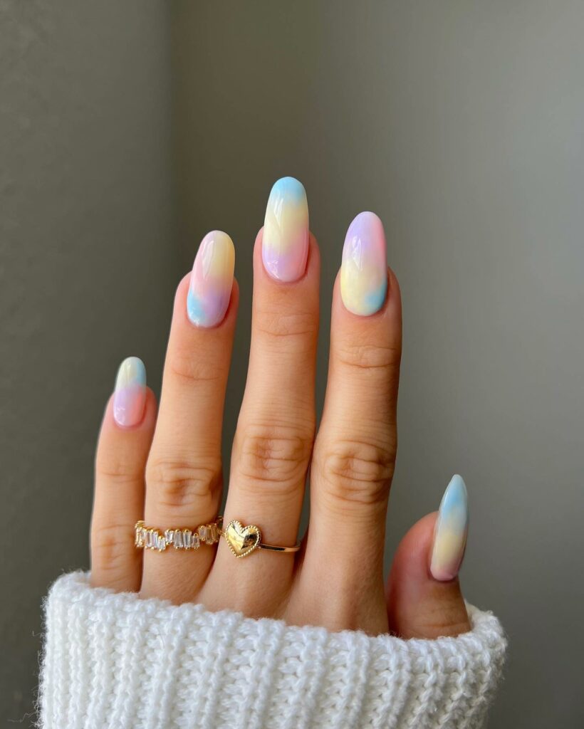 40 Latest Cotton Candy Nail Designs To Try In 2023! 29 Medium Long Cotton Candy Round Nails