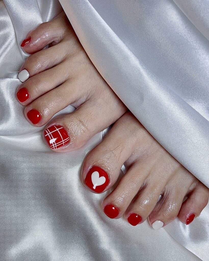 30 Red Pedicure Ideas to Add a Pop of Color to Your Look in 2024 16 Red & White