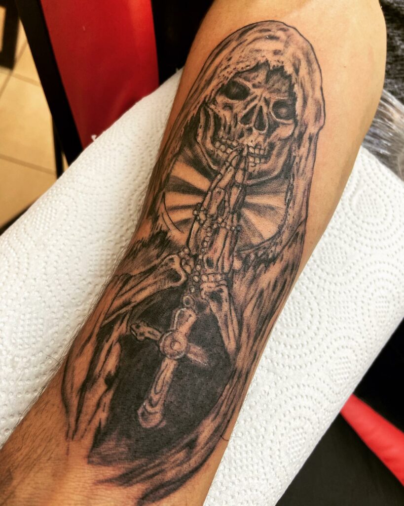 10 Best Santa Muerte Tattoo Designs In 2024 13 Santa Muerte Tattoo