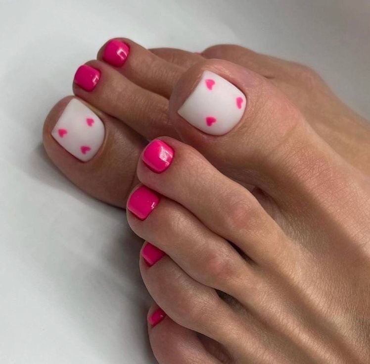 Get Playful with 30 Heart Toenail Pedicure Ideas for 2024 17 Pink Heart Nail Art