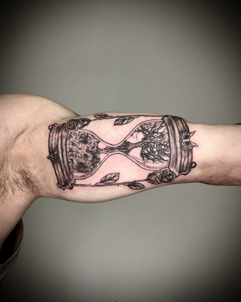10 AMAZING HOURGLASS TATTOOS & THEIR MEANINGS - UPDATED FOR 2024 14 Tree of Life Hourglass Tattoo
