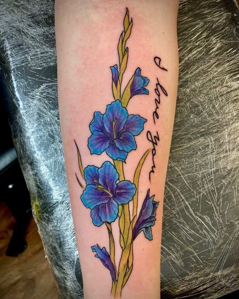 AMAZING GLADIOLUS TATTOO DESIGNS + MEANINGS TO INSPIRE YOU IN 2024! 13 Blue Gladiolus Tattoo