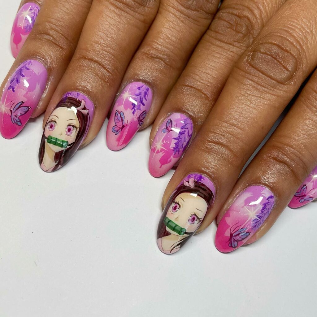 Embrace 40 Anime Nail Designs in 2024 43 Drama And Demons With Nezuko