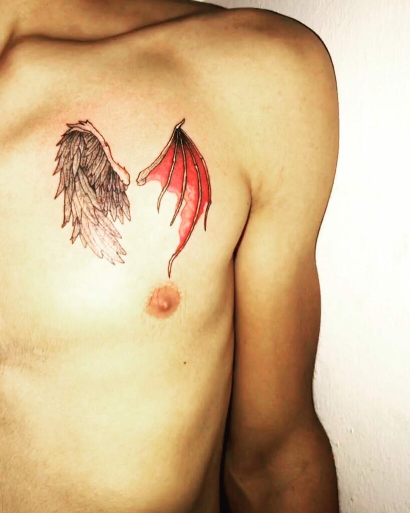 TOP 10 WING TATTOOS + MEANINGS WE'VE SEEN IN 2024 12 Angel and Demon Wings Tattoo