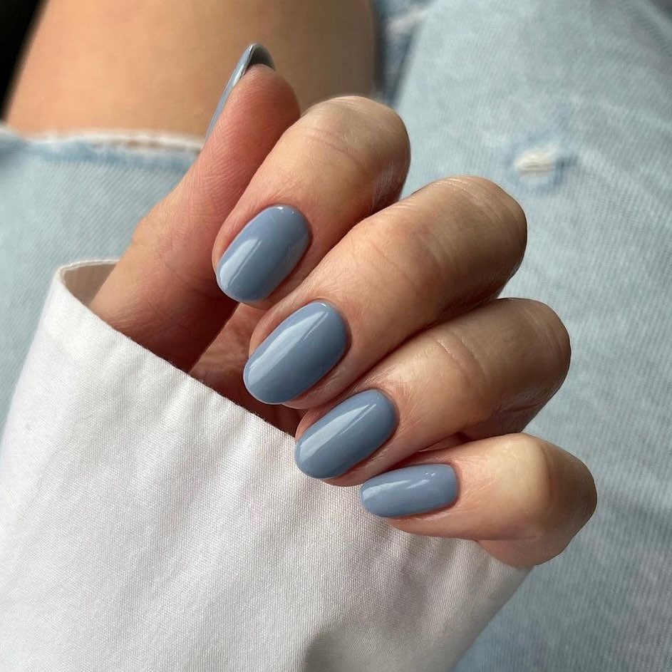 20 Latest Short Blue Nail Designs To Try In 2024! 46 Light Steel Blue Short Nails
