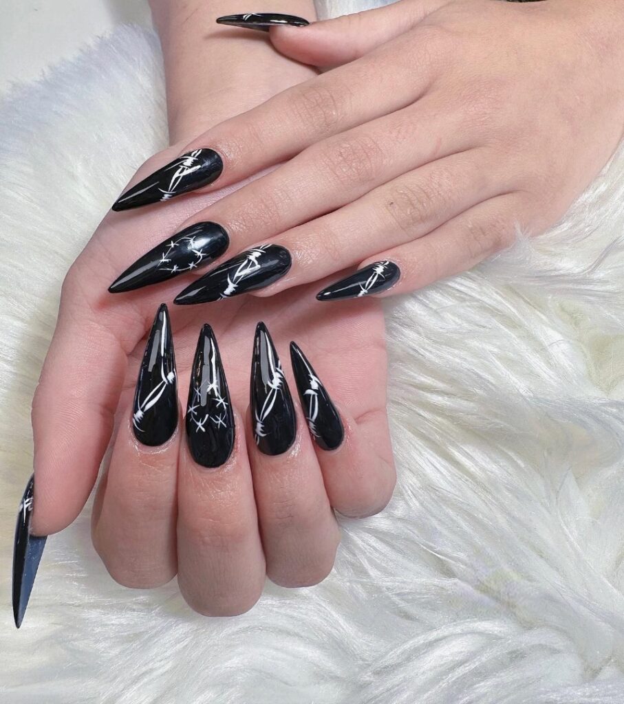 40 Latest Black Stiletto Nail Ideas To Try In 2024! 23 Mysterious Black Stiletto Nails