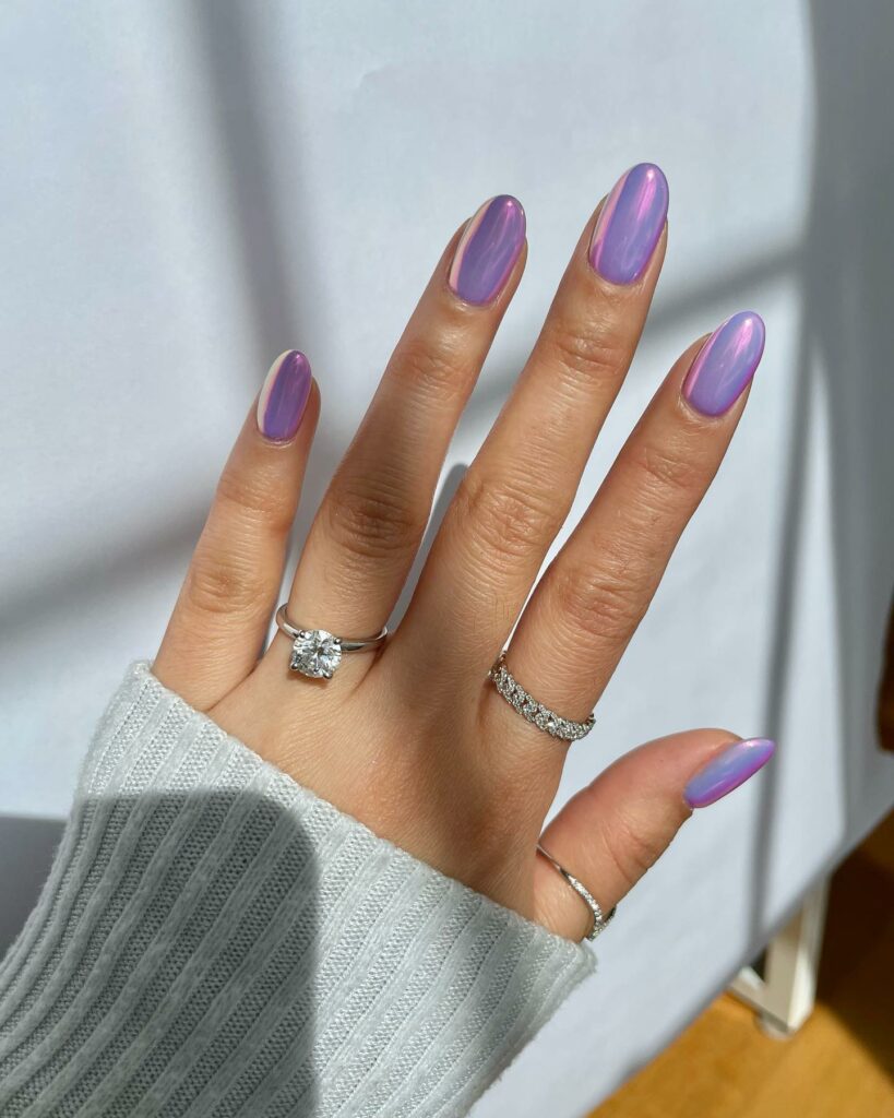 34 Latest Glossy Purple Nail Design Guides To Follow In 2024! 26 Short Round Metallic Nails