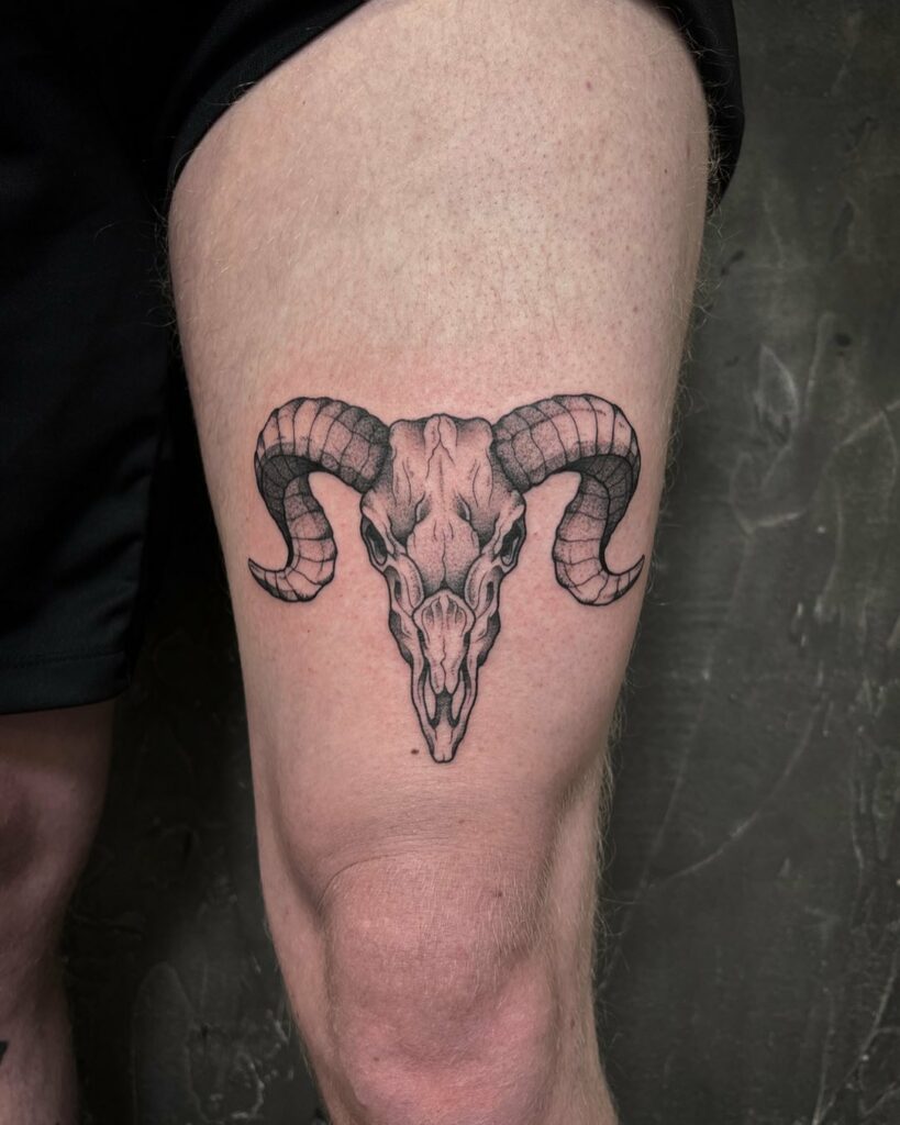 AMAZING ANIMAL SKULL TATTOO IDEAS AND THEIR MEANINGS IN 2024 22 Ram Skull Tattoos