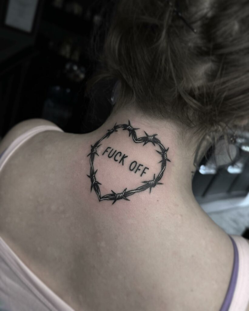 12 Amazing Barbed Wire Tattoos & Their Meanings 20 Barbed wire neck tattoo
