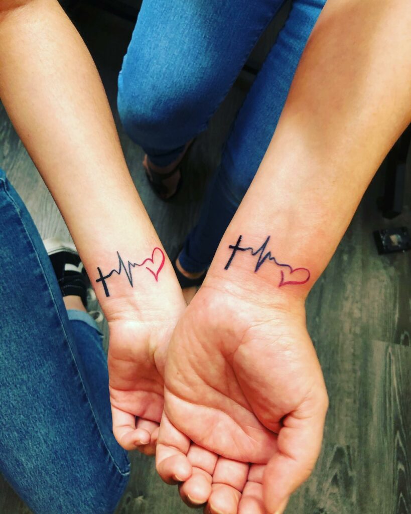 AMAZING MATCHING SISTER TATTOO IDEAS - NEW & UPDATED 2024 25 Heartbeat Sister Tattoo