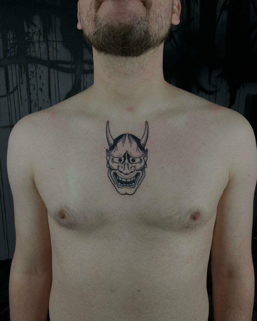 12+ BEST ONI MASK TATTOOS TO INSPIRE YOU - UPDATED 2024 12 Monumental Chest Oni Mask Tattoo