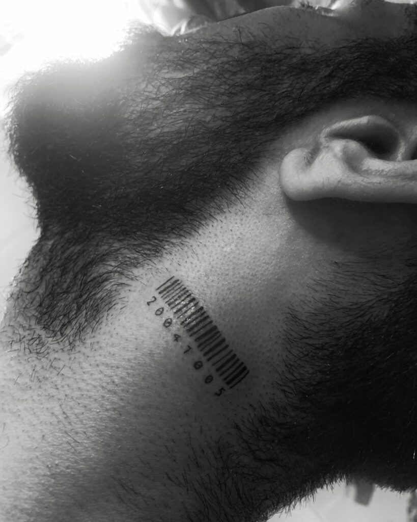 90 Latest Neck Tattoo Ideas To Inspire You In 2024! 32 Barcode Neck Tattoo