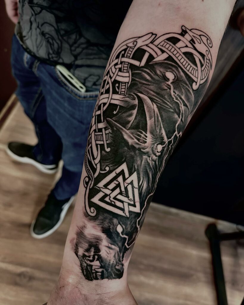 AMAZING VALKNUT TATTOOS & THEIR MEANINGS IN 2024 15 Huginn and Muninn Tattoo