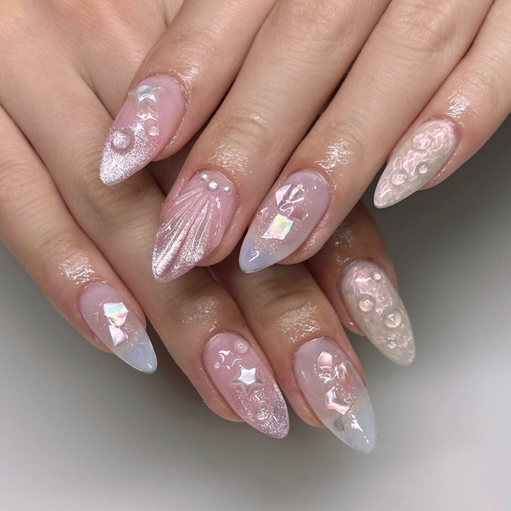 20 Latest Bubble Nail Ideas To Try In 2024! 24 Gel Mermaid Nails With Bubbles