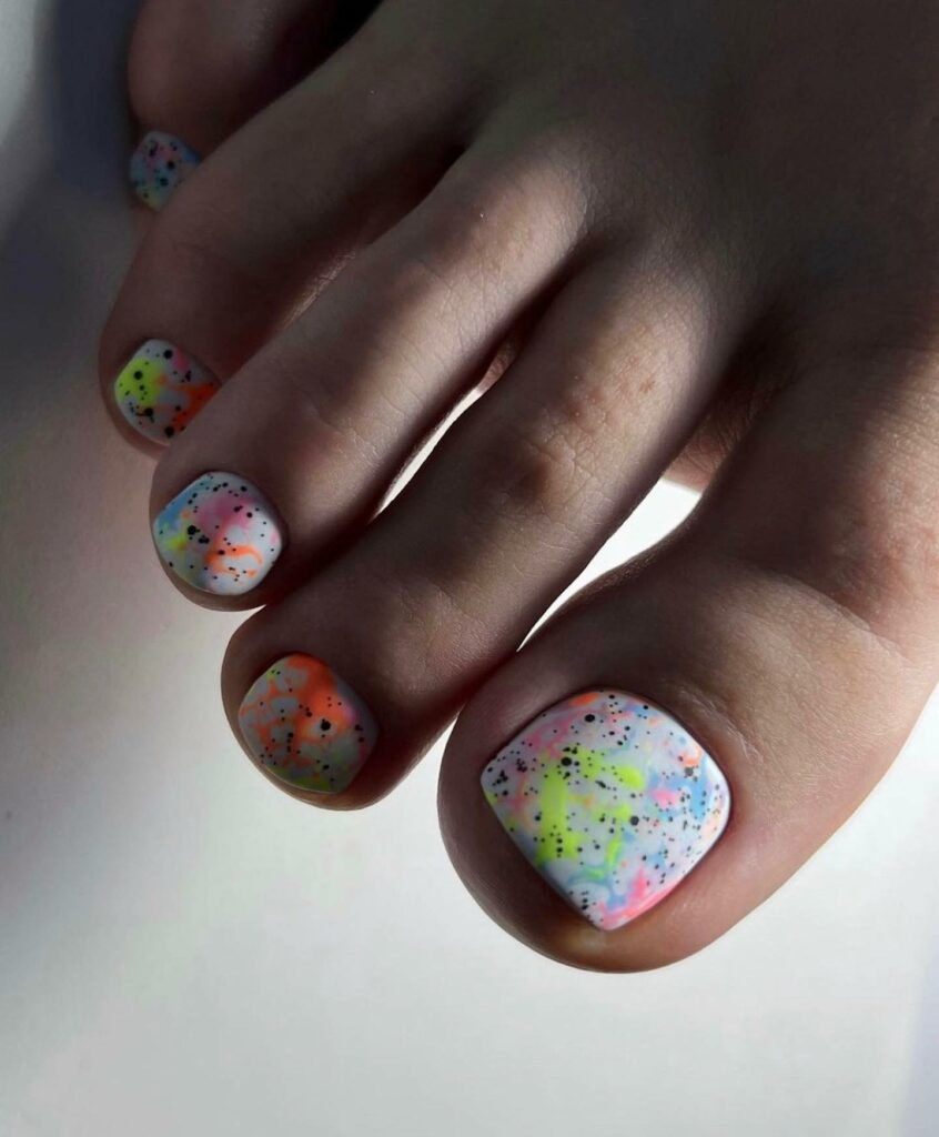 35 Rainbow Pedicure Ideas to Add Vibrancy to Your Look in 2024 14 Colourful confetti