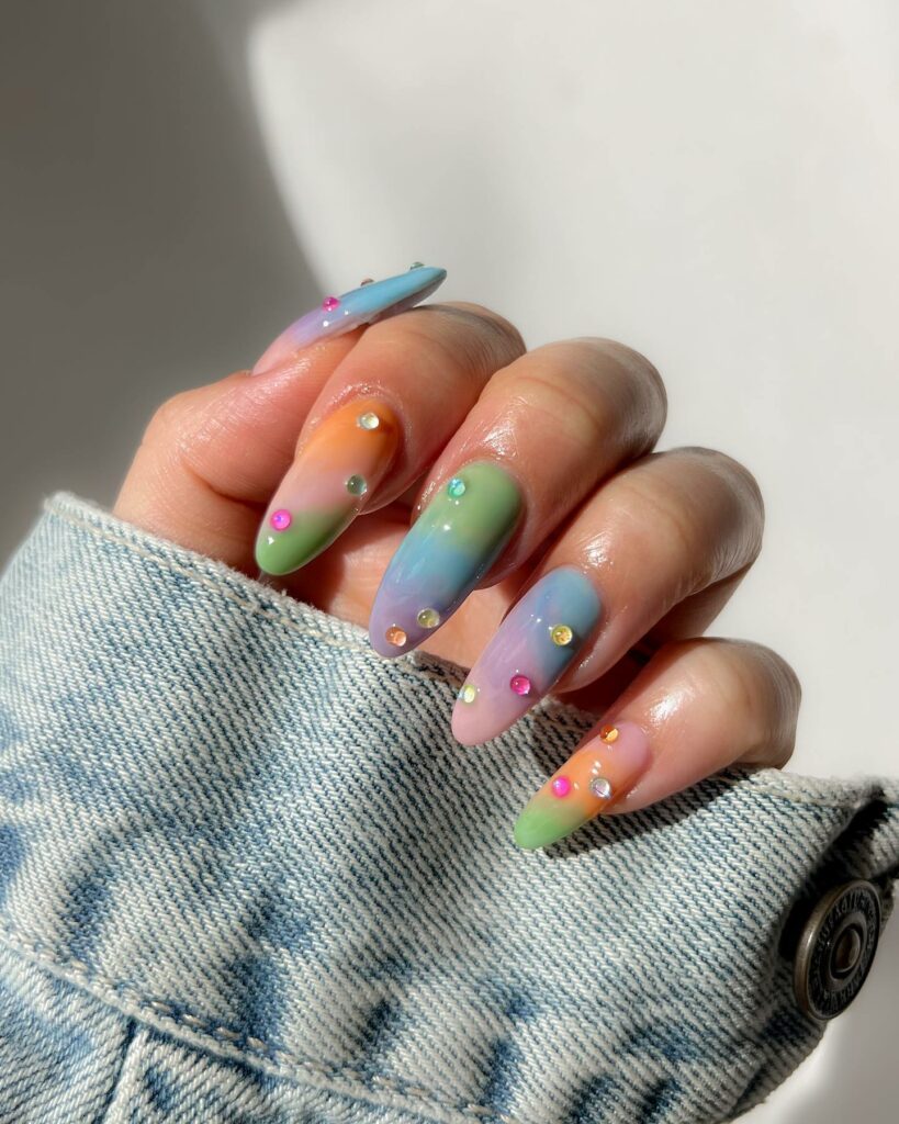 40 Latest Cotton Candy Nail Designs To Try In 2023! 23 Colorful Cotton Candy Nails With Colorful Pearls