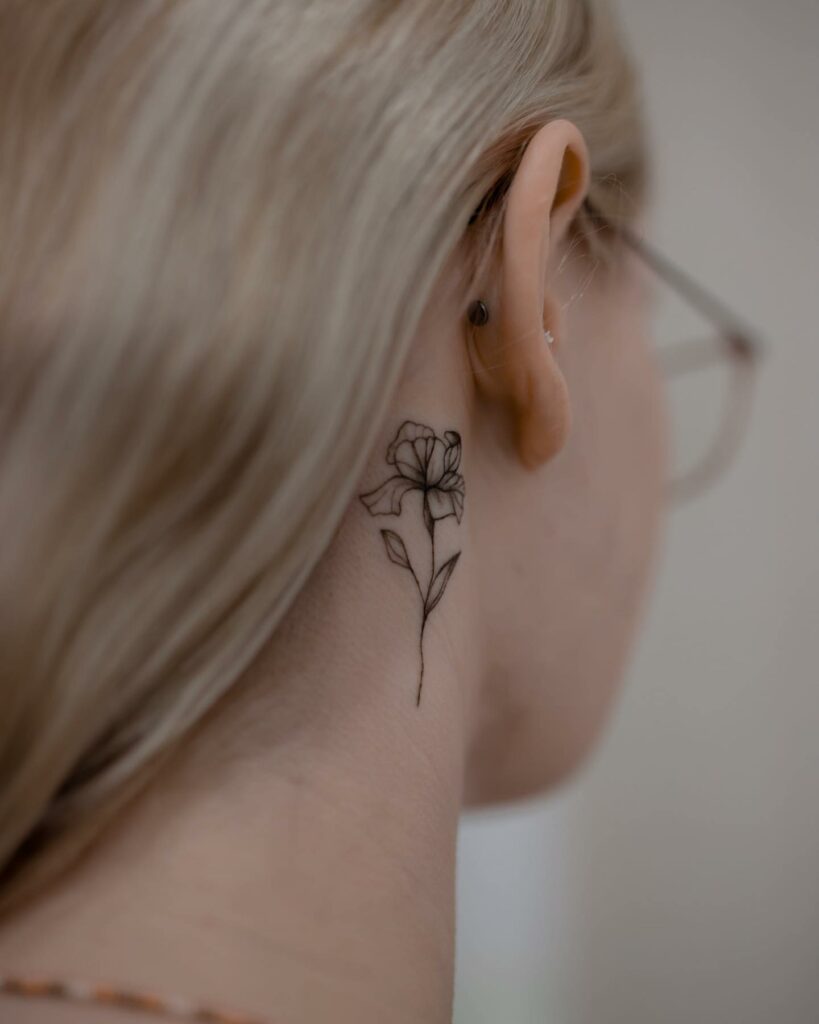 BEAUTIFUL BEHIND THE EAR TATTOOS FOR WOMEN - UPDATED FOR 2024 12 Flower Tattoo