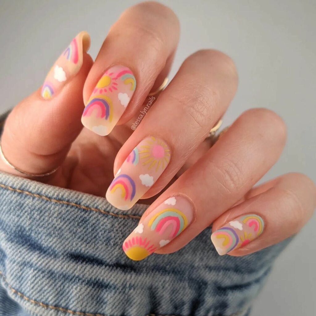 20 Latest Sunshine Nail Ideas To Try In 2024! 10 Sunshine Nails With Rainbows