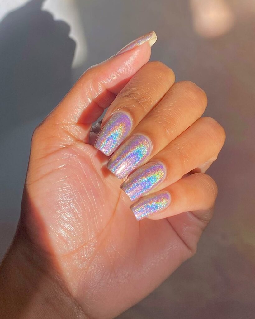 Shimmer with 30 Holographic Nail Designs in 2024 13 Holographic Square-Shaped Nail
