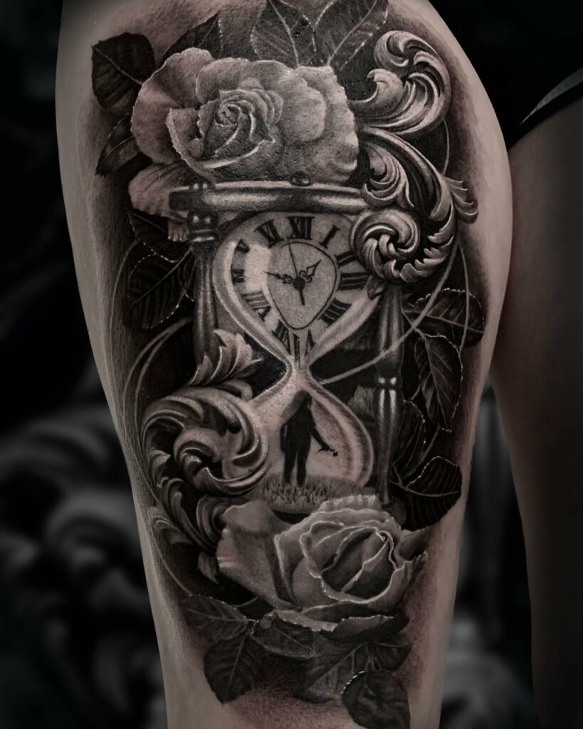 10 AMAZING HOURGLASS TATTOOS & THEIR MEANINGS - UPDATED FOR 2024 18 Clock & Hourglass Tattoo