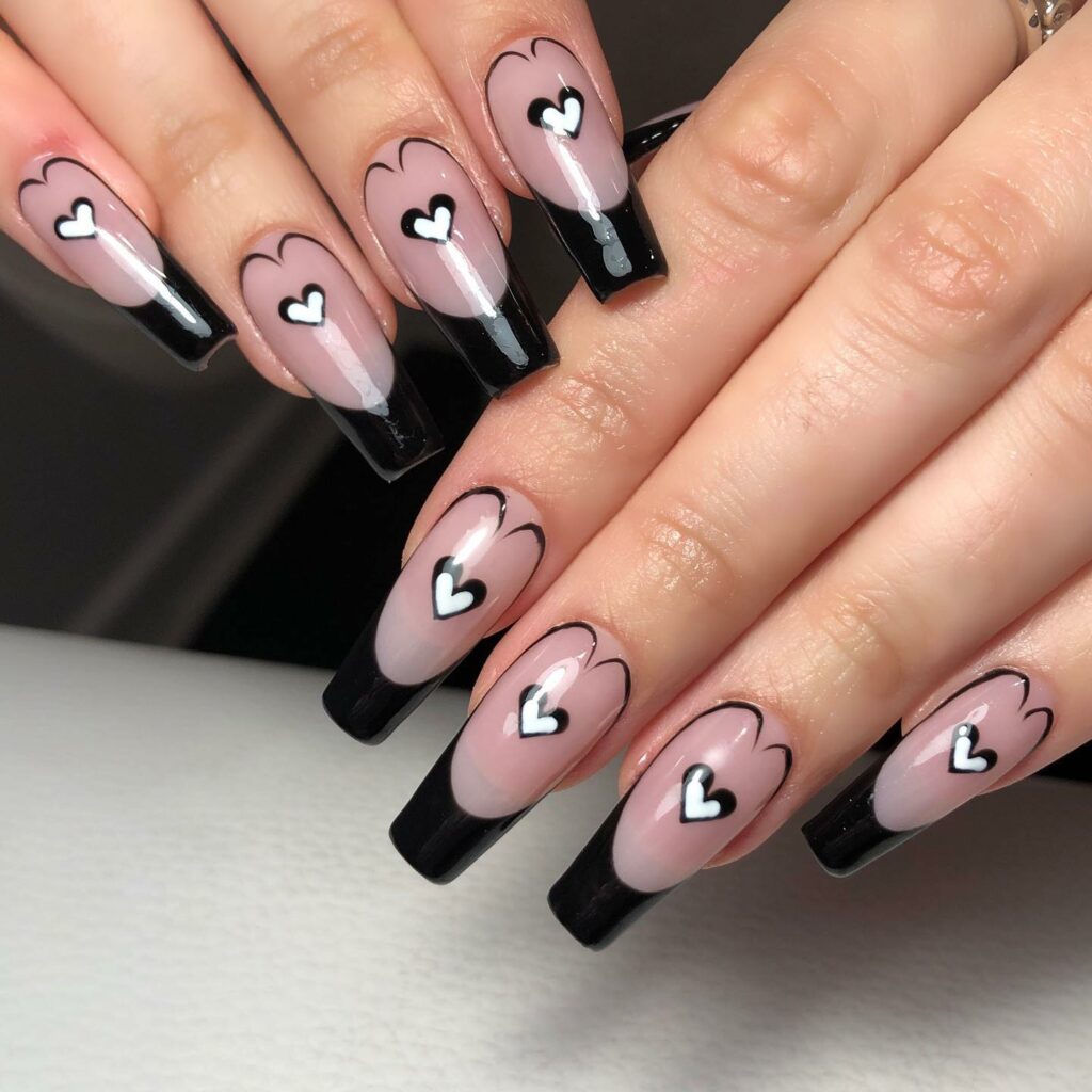 Indulge in 35 Black And Pink Nail Designs To Try in 2024 19 Patterned Hearts