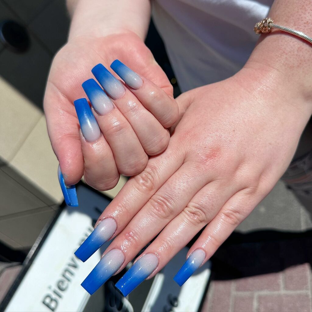 20 Latest Royal Blue Ombre Nail Designs To Try In 2024! 21 Matte Royal Blue Ombre Coffin Nails