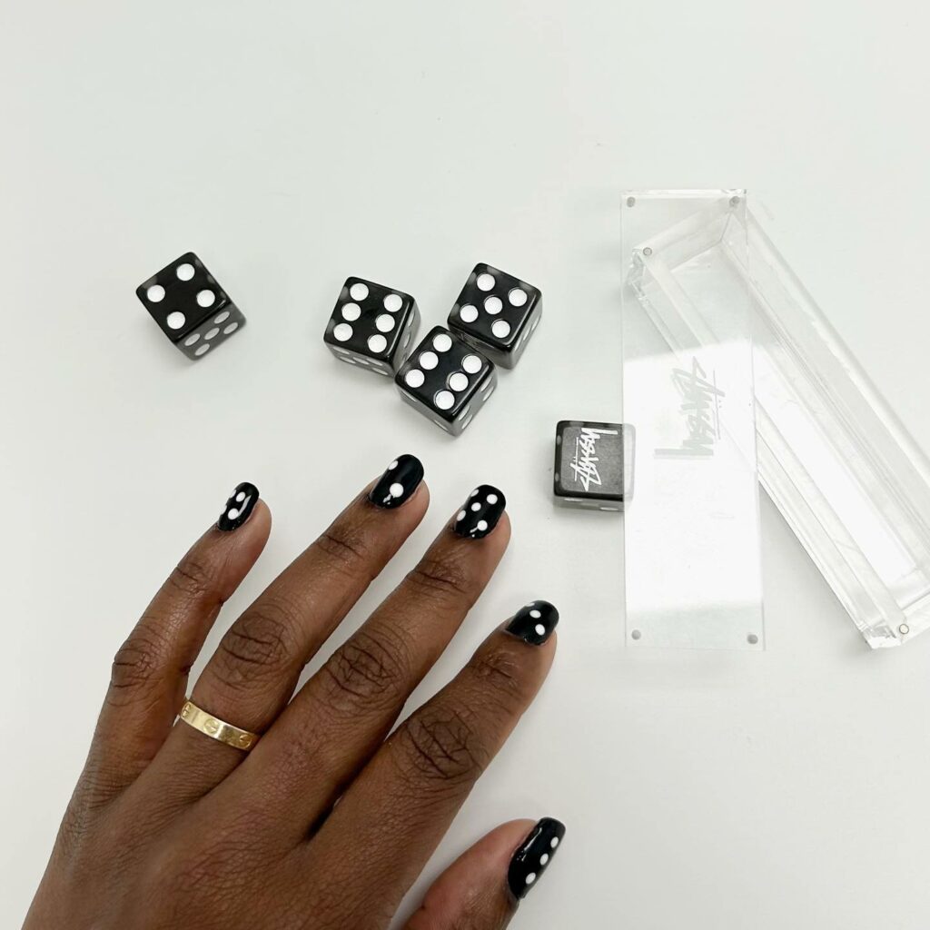 45 Latest Short Black Nail Designs To Try In 2024! 34 Dice Nail Design
