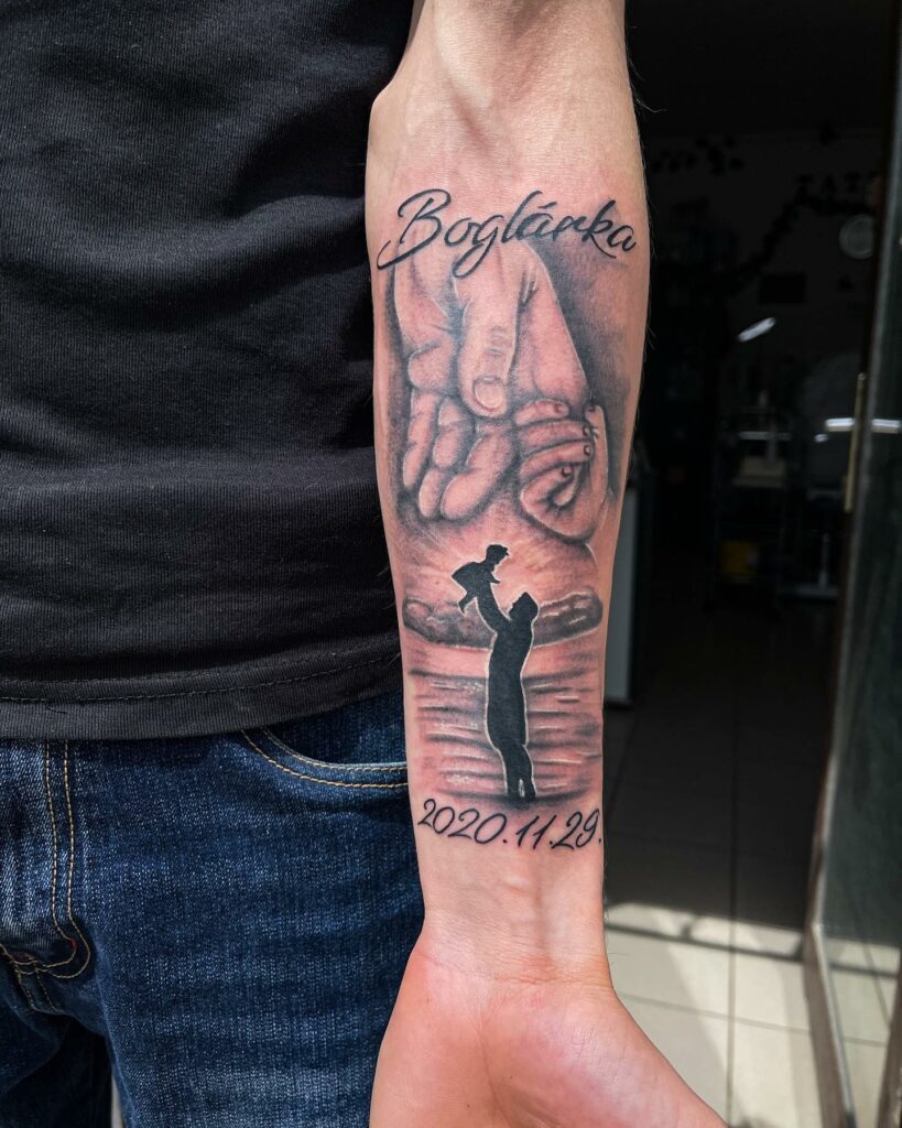 FATHER AND DAUGHTER TATTOOS TO CELEBRATE YOUR BOND IN 2024 11 Father and Daughter Silhouette Tattoo