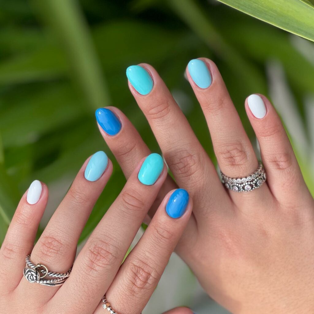 20 Latest Short Blue Nail Designs To Try In 2024! 44 Light Blue Palette Short Nails