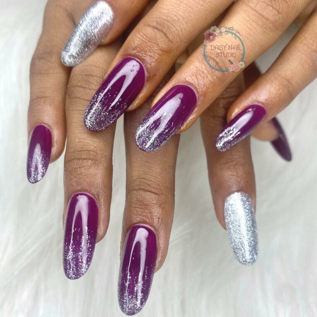 Sparkle with 35 Dark Purple Nails & Glitter in 2024 24 Future Forward With Purple And Silver