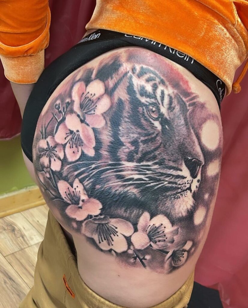 12+ Amazing CHERRY BLOSSOM TATTOOS - Updated For 2024 18 Tiger and Cherry Blossom Tattoo