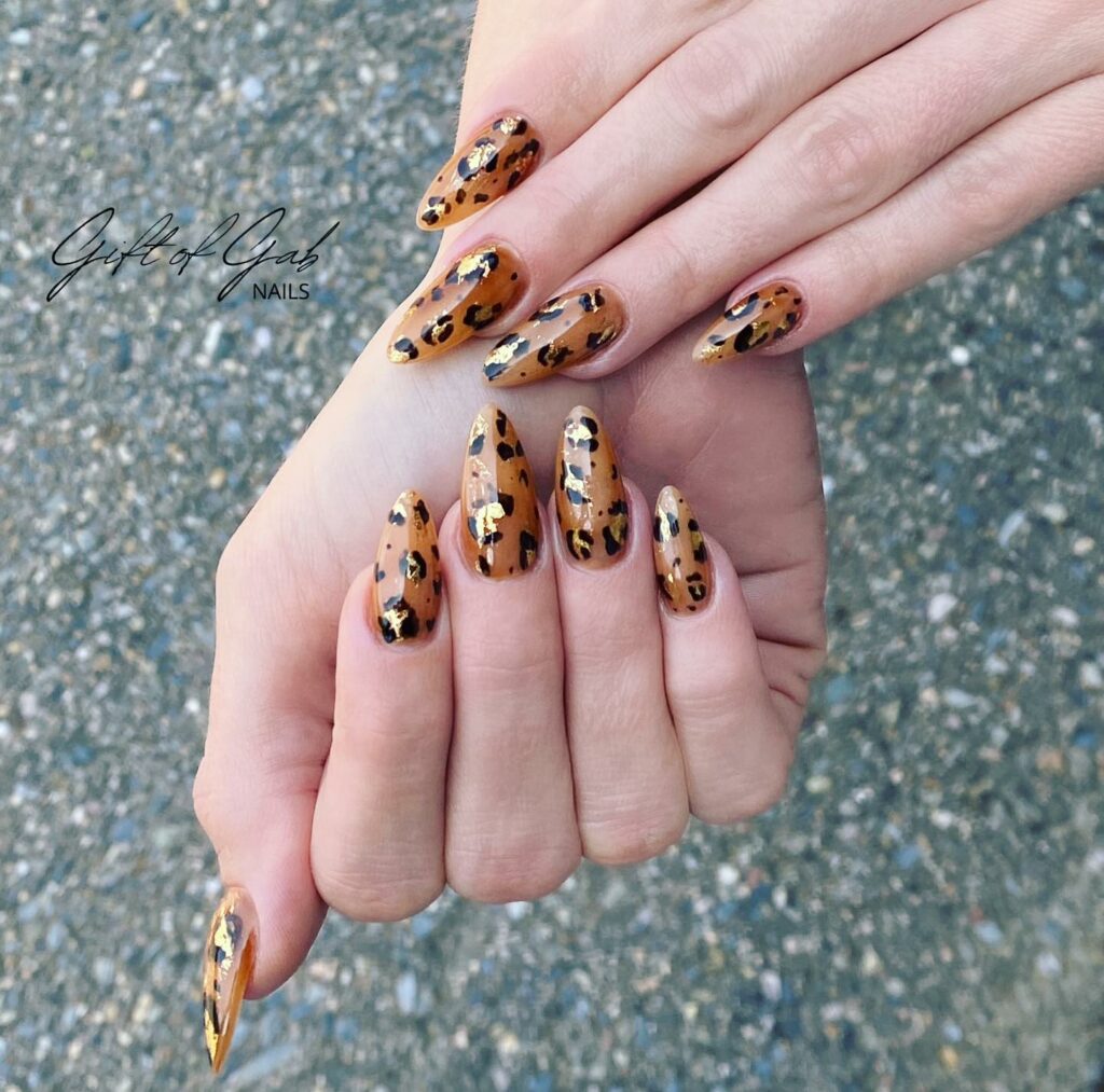25 Latest Leopard Print Nail Ideas To Try In 2024! 26 Leopard Nails With Gold Flakes
