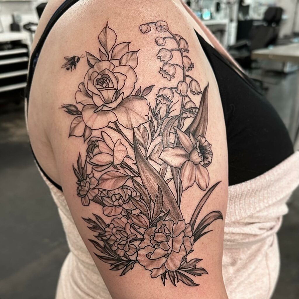 AMAZING MARIGOLD TATTOO DESIGNS & MEANINGS TO INSPIRE YOU IN 2024 21 Rose Tattoo and Marigold Tattoo