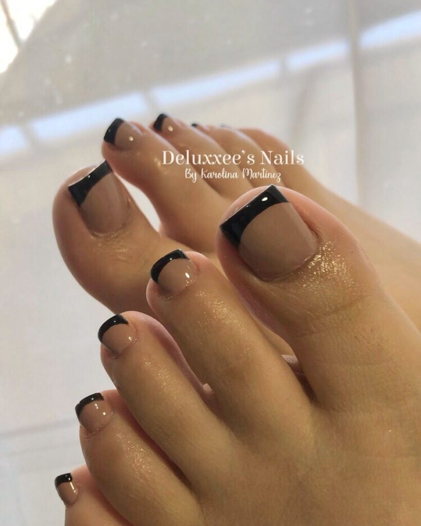 50 LATEST BLACK FRENCH PEDICURE IDEAS TO TRY IN 2024! 16 Tiered Elegance