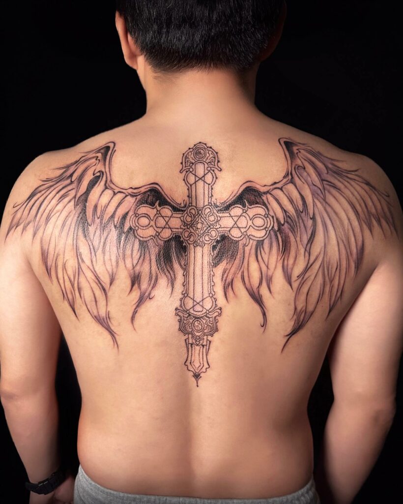 12+ BACK TATTOOS FOR MEN THAT LOOK AWESOME! 16 Cross Back Tattoo