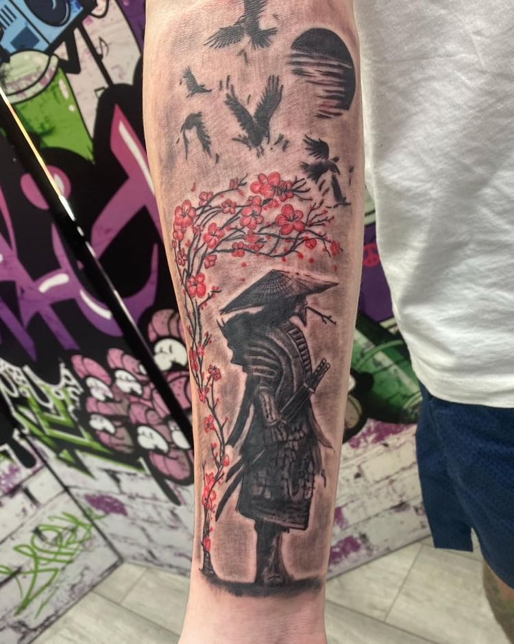 12+ Amazing CHERRY BLOSSOM TATTOOS - Updated For 2024 15 Samurai and Cherry Blossom Tattoos